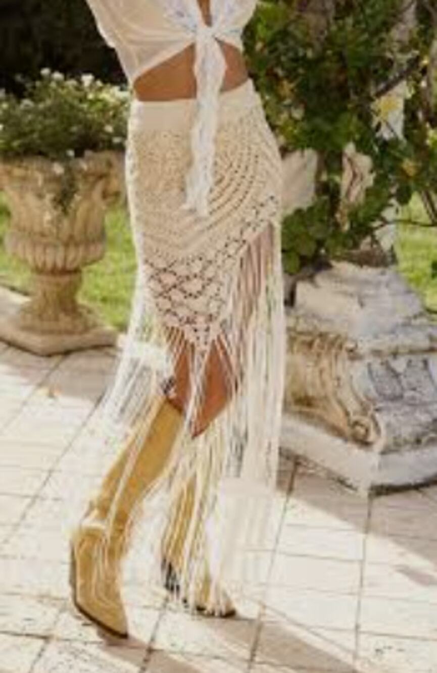 Bnwt Chasing Unicorns I'd Love To Change The World Crochet Fringe Skirt Size M